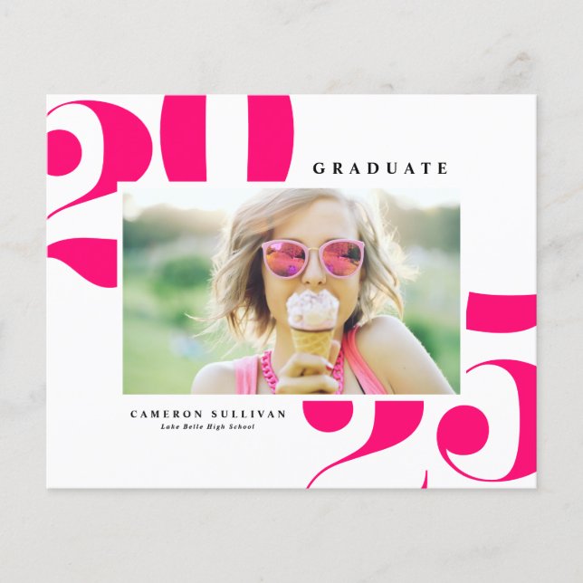 Hot Pink 2025 Fett Typografie Foto Abschluss (Vorderseite)
