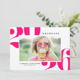 Hot Pink 2025 Fett Typografie Foto Abschluss Ankündigung