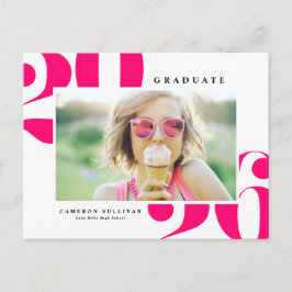 Hot Pink 2025 Fett Typografie Foto Abschluss Einladungspostkarte