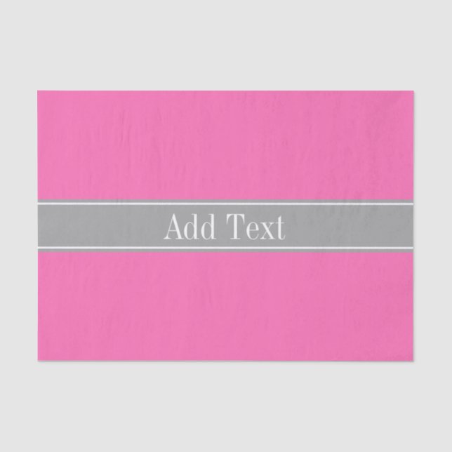 Hot Pink #2, Dark Gray Ribbon Name Monogram Seidenpapier (Vorderseite)