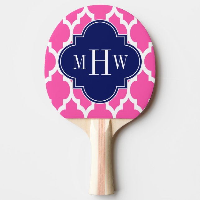 Hot Pink #2 Welch marokkanische #4 Navy Name Monog Tischtennis Schläger (Vorderseite)