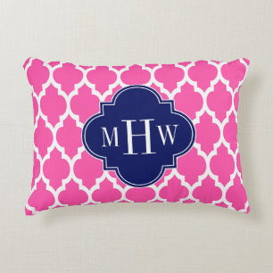 Hot Pink #2 Welch marokkanische #4 Navy Name Monog Zierkissen