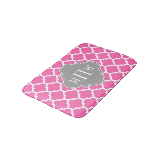 Hot Pink #2 Welches marokkanische #5 Dk Gray Name  Badematte (Schrägansicht)