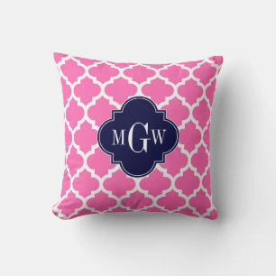 Hot Pink#2 Welches marokkanische #5 Navy 3 Monogra Kissen