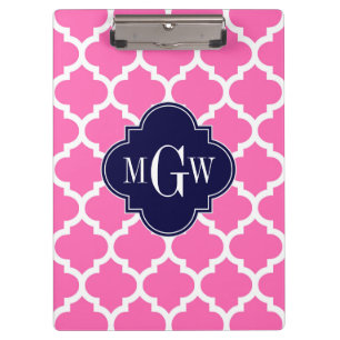 Hot Pink#2 Welches marokkanische #5 Navy 3 Monogra Klemmbrett