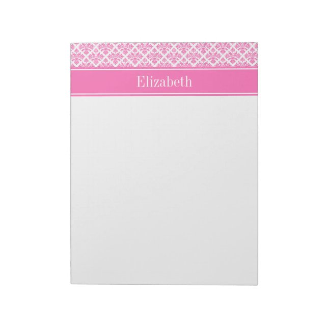 Hot Pink 2 Whask #3 (Hot Pink Name Monogram) Notizblock (Rotiert)