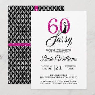 Hot Pink 60 und Sassy   60. Geburtstagsparty Einladung