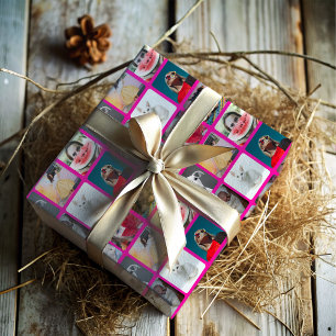 Hot Pink 9 Foto Square Instant-Muster Geschenkpapier Set