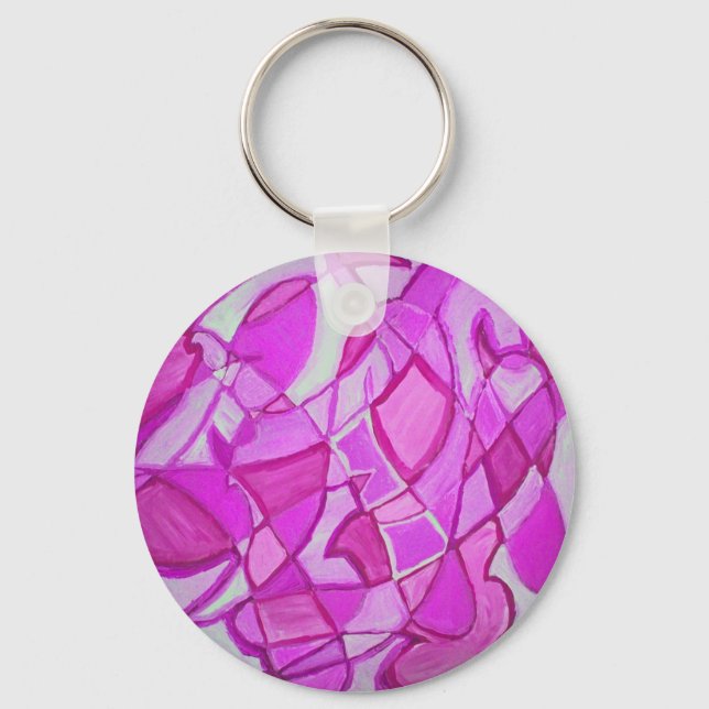 Hot Pink Abstrakt Art von Kara Willis Schlüsselanhänger (Vorderseite)