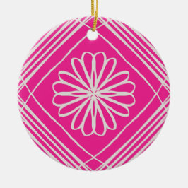 Hot Pink Abstrakte Blume Weihnachtsbaum Keramik Ornament