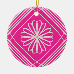Hot Pink Abstrakte Blume Weihnachtsbaum Keramik Ornament