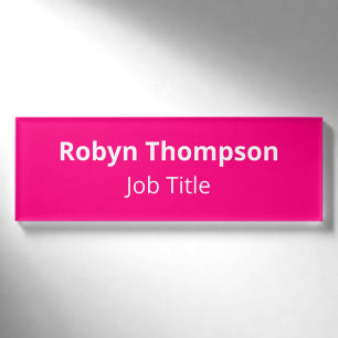 Hot Pink Acrylname Markierung Magnetisch Beruflich Namenschild
