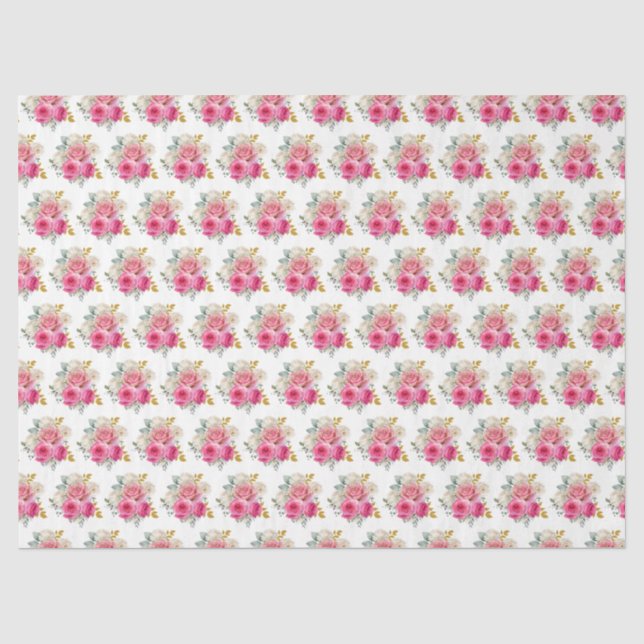 Hot Pink and Gold Elegant Flowers Seidenpapier (Vorderseite)