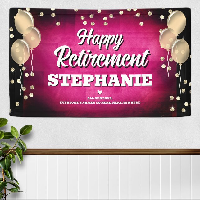 Hot Pink and Gold Happy Retirement  Banner (Von Creator hochgeladen)