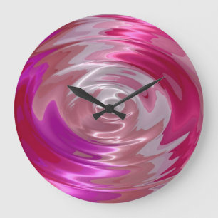 Hot Pink and Purple Spiral Abstract Art Große Wanduhr