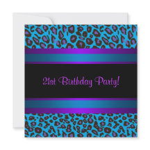 Hot Pink Aquamarin Blue Lila Leopard 21. Geburtsta