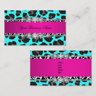 Hot Pink Aquamarin Wild Animal Black Jewel Look Im Visitenkarte