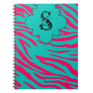 Hot Pink Aquamarin Zebra Print Animal Spiral Noteb Notizblock