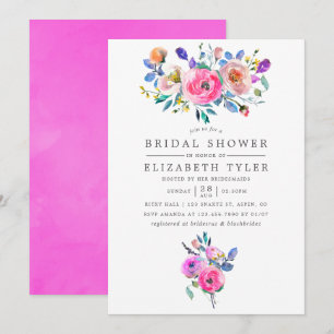 Hot-Pink-Aquarell-Brautparty Einladung