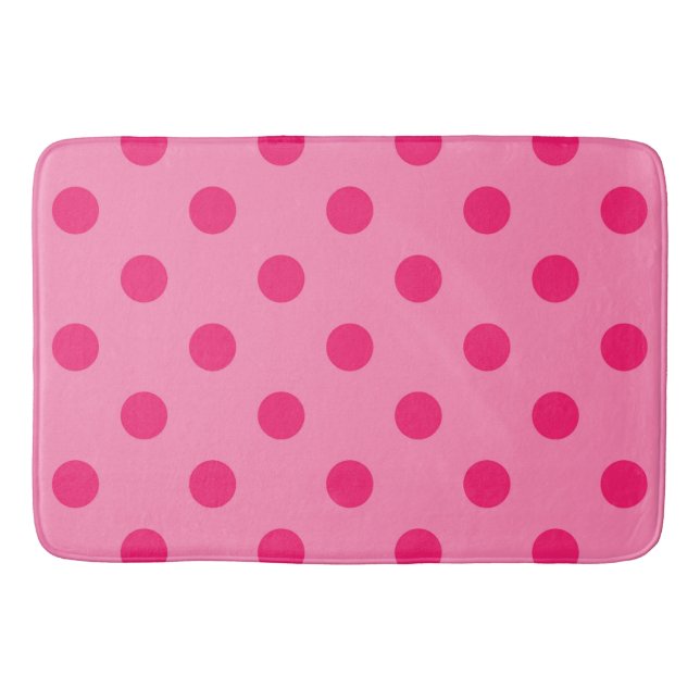 Hot Pink auf rosa Polka Dots Design Badematte (Vorderseite)