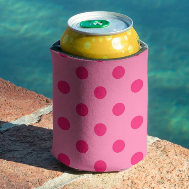 Hot Pink auf rosa Polka Dots Design Dosenkühler (Von Creator hochgeladen)