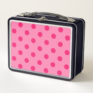 Hot Pink auf rosa Polka Dots Design Metall Brotdose