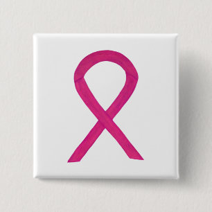 Hot Pink Awareness Ribbon Custom Art Buttone Button