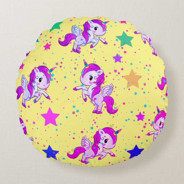 Hot Pink Baby Unicorns Kissen (Vorderseite)