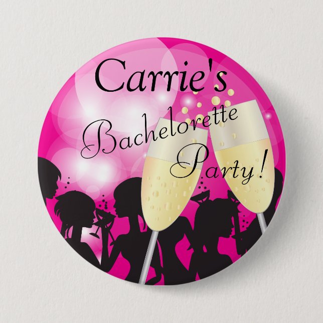 Hot Pink - Bachelorette Diva Girls Nacht Ausflug Button (Vorderseite)