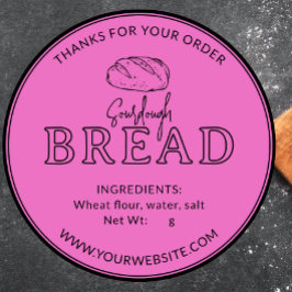 Hot Pink Bakery Sourdough Brot Danke Aufkleber