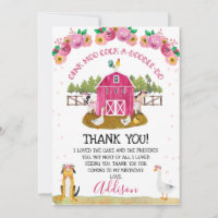 Hot Pink Barn Farm Geburtstag Danke Karte