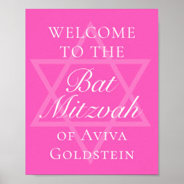 Hot Pink Bat Mitzvah Party Star von David Poster