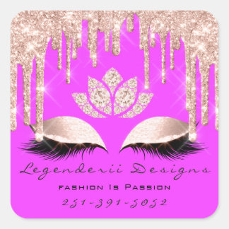 Hot Pink Beauty Lashes Lotus Vielen Dank Quadratischer Aufkleber