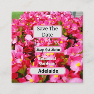 Hot Pink Begonia Blume Save the Date, Begleitkarte