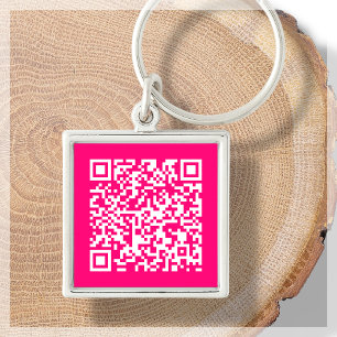 Hot Pink   Benutzerdefinierter QR-Code-Schlüsselan Schlüsselanhänger