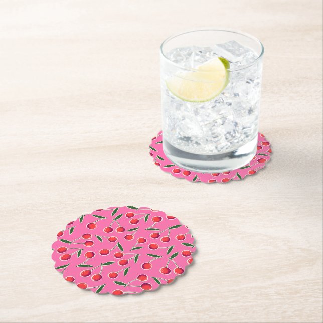Hot Pink Berry Cherry Birthday Party Paper Unterse Untersetzer (Vor Ort)