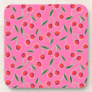 Hot Pink Berry Cherry Birthday Plastik Untersetzer
