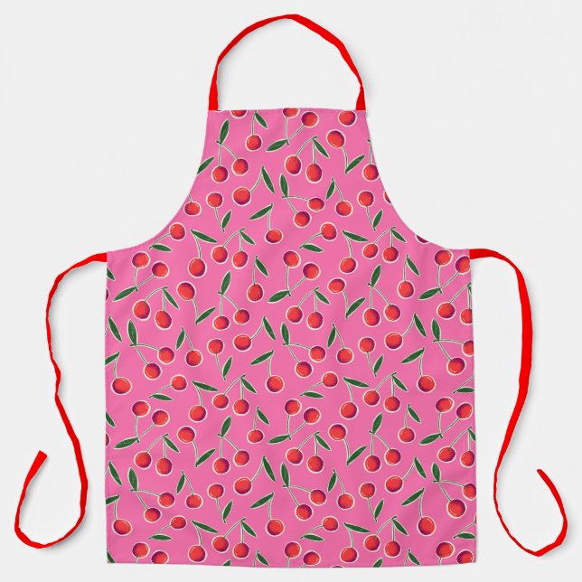 Hot Pink Berry Cherry Küche Schürze (Vorderseite)
