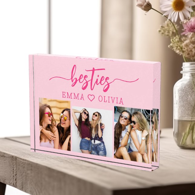 Hot Pink Besties Freunde 3 Foto Collage Keepake (Von Creator hochgeladen)