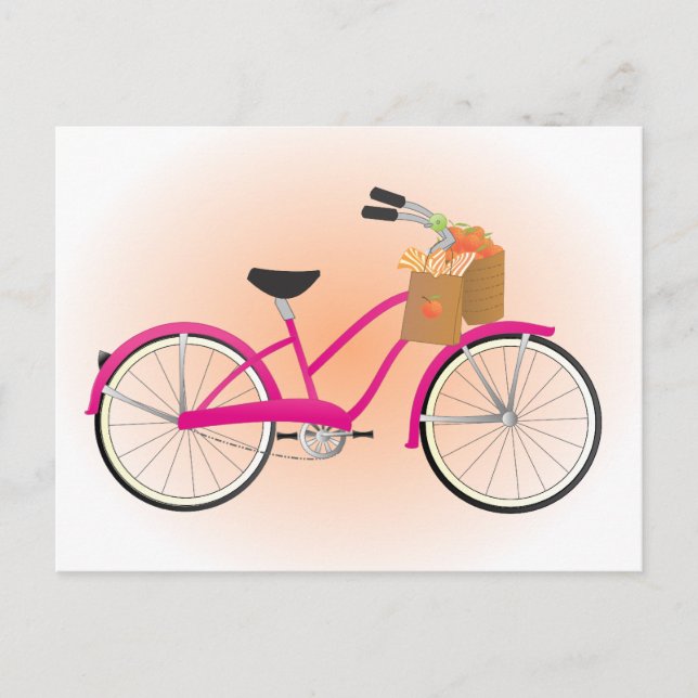 Hot PInk Bicycle with Orange Postkarte (Vorderseite)