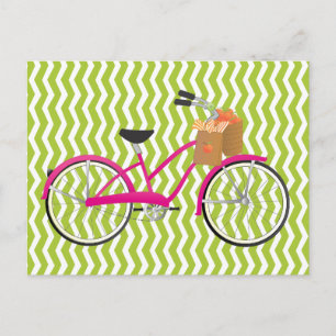 Hot PInk Bicycle with Orange Postkarte