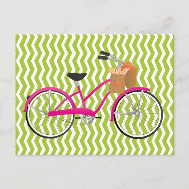 Hot PInk Bicycle with Orange Postkarte (Vorderseite)
