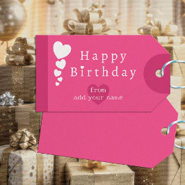 Hot Pink Birthday Hearts Gift Tags Geschenkanhänger