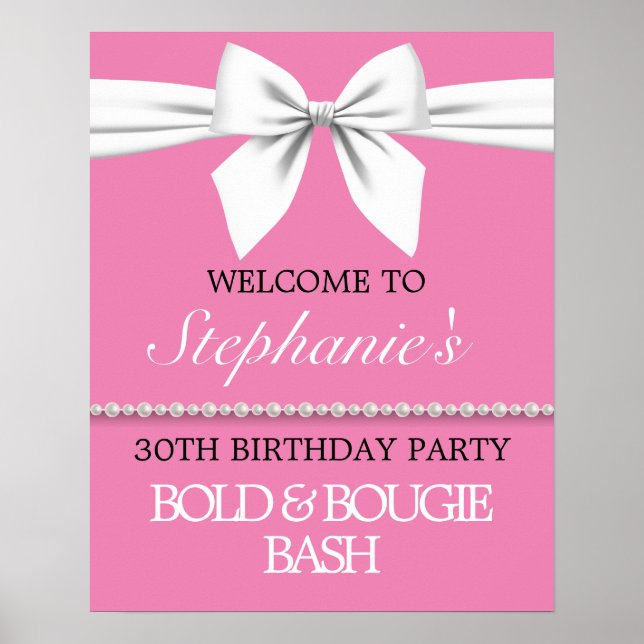 Hot Pink Birthday Party Brautparty Begrüßungszeich Poster (Vorne)