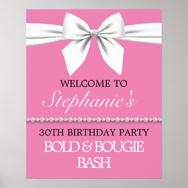 Hot Pink Birthday Party Brautparty Begrüßungszeich Poster (Vorne)