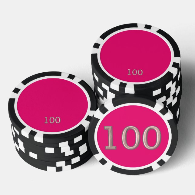 Hot Pink Black 100 Striped Poker Chip (Stapel)