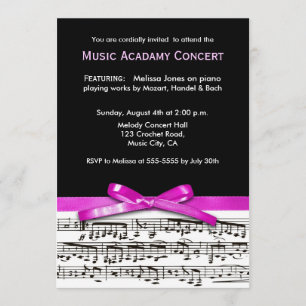 Hot Pink Black and White Music Konzert Einladung