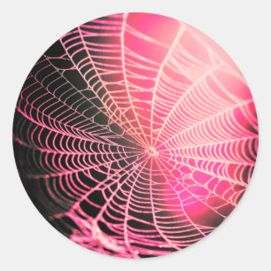 Hot Pink Black Creepy Spooky Spirit Web Runder Aufkleber