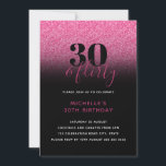 Hot Pink & Black Imitate Glitzer 30 & Kokett 30 Einladung<br><div class="desc">Kann vollständig an Ihre Bedürfnisse angepasst werden. © Gorjo Designs. Made for you via Zazzle Plattform. // Sie suchen passende Artikel? Andere Schreibwaren aus dem Set, die im Bereich "Sammlungen" meines Ladens erhältlich sind. // Benötigen Sie Hilfe bei der Anpassung Ihres Designs? Andere Ideen got? Kontaktieren Sie mich (Zoe) direkt....</div>