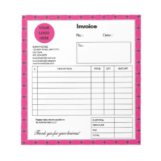 Hot Pink Black Kariert Company Business Rechnung H Notizblock